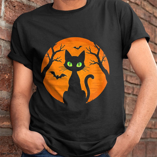 Hallowen Shirts for Family, Funny hallowen shirts, Hallowen Unisex T-Shirt/Hoodie/Sweatshirt HLT00 - Vintage Scary Halloween black Cat Costume Cat Moon kids T-Shirt