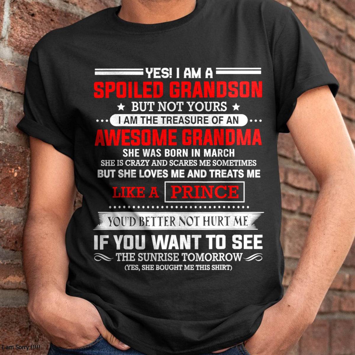 MARCH - SPOILED GRANDSON BUT NOT YOURS – PROUD TREASURE OF AN AWESOME GRANDMA - FROM GRANDMA - TLEE03 (SKU2604-186-03)