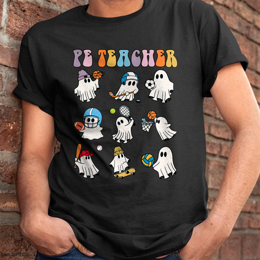 Hallowen Shirts for Family, Funny hallowen shirts, Hallowen Unisex T-Shirt/Hoodie/Sweatshirt HLT00 - Halloween PE Teacher Ghost Playing Soccer Football Baseball T-Shirt