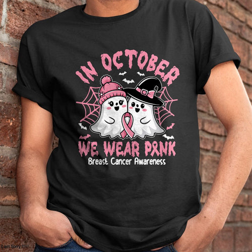Hallowen Shirts for Family, Funny hallowen shirts, Hallowen Unisex T-Shirt/Hoodie/Sweatshirt HLT00 - Breast Cancer Women Shirts Halloween In October We Wear Pink T-Shirt