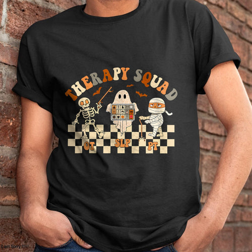 Hallowen Shirts for Family, Funny hallowen shirts, Hallowen Unisex T-Shirt/Hoodie/Sweatshirt HLT00 - Retro Therapy Squad SLP OT PT Team Halloween Speech Physical T-Shirt