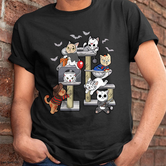 Hallowen Shirts for Family, Funny hallowen shirts, Hallowen Unisex T-Shirt/Hoodie/Sweatshirt HLT00 - Funny Cat Horror Movies Cute Halloween Cat Lovers Matching T-Shirt
