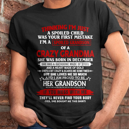 DECEMBER - THINK I'M SPOILED? WRONG—I'M A CRAZY GRANDMA’S GRANDSON - FROM GRANDMA - TLEE12 (SKU2603-186-12)