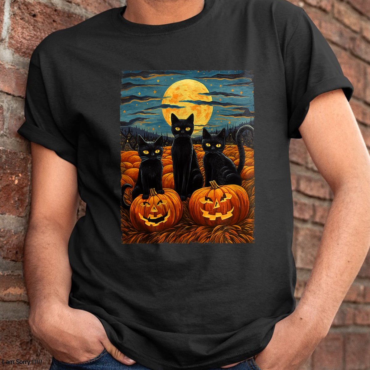 Hallowen Shirts for Family, Funny hallowen shirts, Hallowen Unisex T-Shirt/Hoodie/Sweatshirt HLT00 - Black Cat Halloween Cat Lovers Starry Night Cat Van Gogh Cat T-Shirt