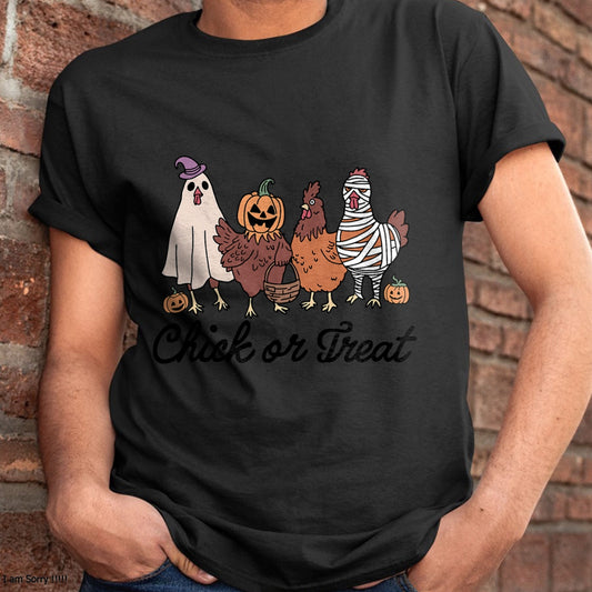 Hallowen Shirts for Family, Funny hallowen shirts, Hallowen Unisex T-Shirt/Hoodie/Sweatshirt HLT00 - Chick Or Treat Halloween Witch Spooky Chicken T-Shirt