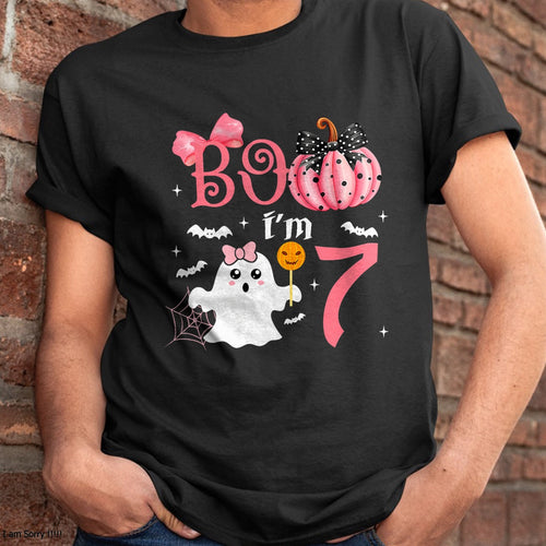 Hallowen Shirts for Family, Funny hallowen shirts, Hallowen Unisex T-Shirt/Hoodie/Sweatshirt HLT00 - Boo I'm Seven Ghost Seventh 7th Birthday Halloween Girls T-Shirt