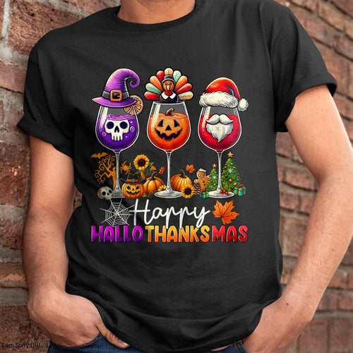 Hallowen Shirts for Family, Funny hallowen shirts, Hallowen Unisex T-Shirt/Hoodie/Sweatshirt HLT00 - Happy Hallothanksmas Halloween Thanksgiving Christmas T-Shirt