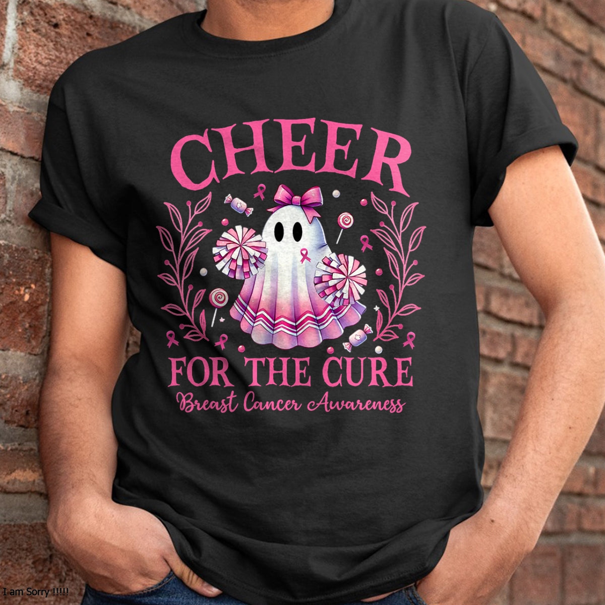 Hallowen Shirts for Family, Funny hallowen shirts, Hallowen Unisex T-Shirt/Hoodie/Sweatshirt HLT00 - Cheer for the Cure Breast Cancer Awareness Halloween Ghost T-Shirt