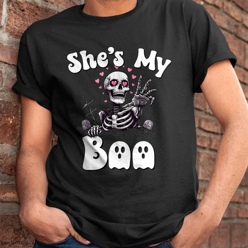 Hallowen Shirts for Family, Funny hallowen shirts, Hallowen Unisex T-Shirt/Hoodie/Sweatshirt HLT00 - She's My Boo Matching Halloween Pajama Couples He's My Boo T-Shirt