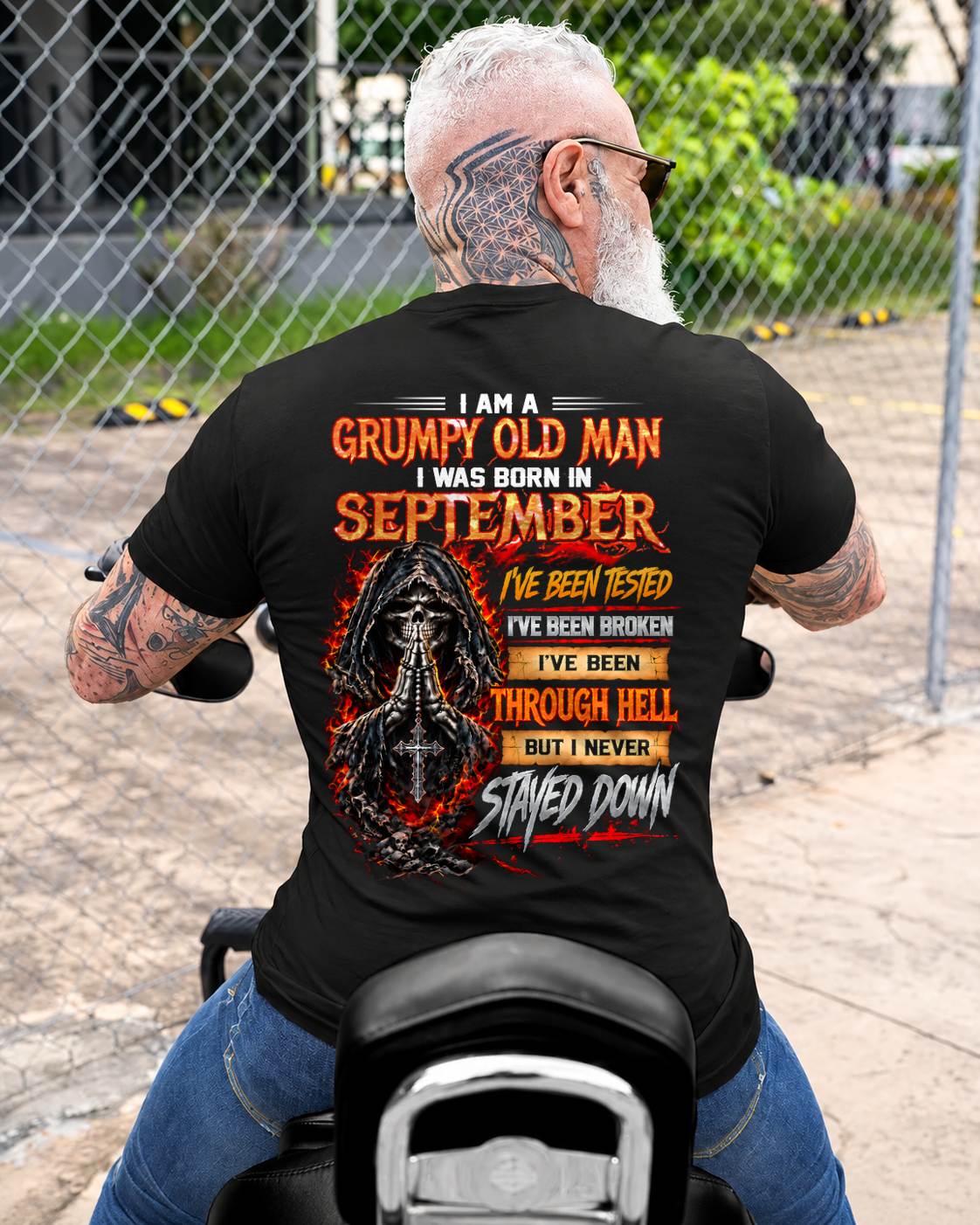 SEPTEMBER BORN GRUMPY OLD MAN – BUILT THROUGH HELL - FOR MAN - TLEE09 (SKU2609-372-09)