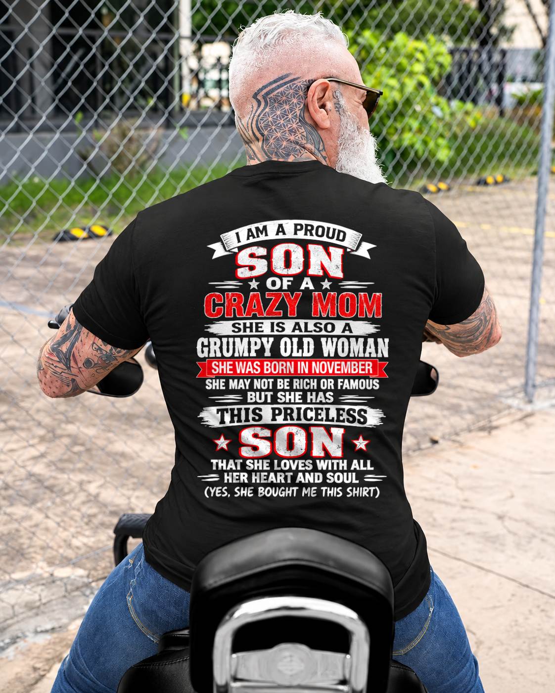 NOVEMBER CRAZY MOM & PROUD SON SHIRT - FROM MOM - TLEE11 (SKU2610-744-11)