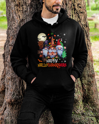 Happy Hallothanksmas Gnomes Lover Halloween Merry Christmas T-Shirt for men women (SKU-MRCM-5) FMA male