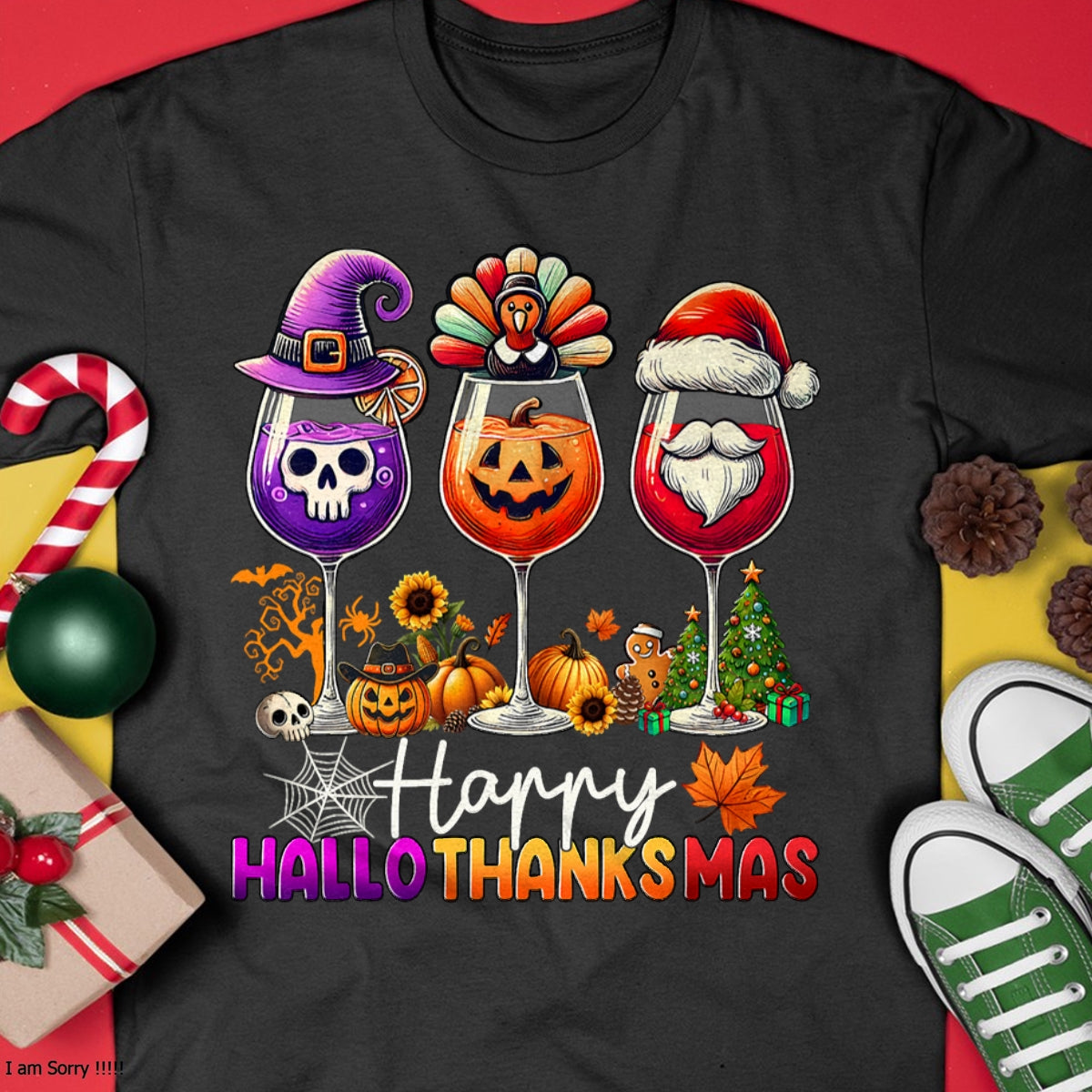 Hallowen Shirts for Family, Funny hallowen shirts, Hallowen Unisex T-Shirt/Hoodie/Sweatshirt HLT00 - Happy Hallothanksmas Halloween Thanksgiving Christmas T-Shirt