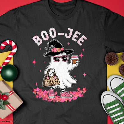 Hallowen Shirts for Family, Funny hallowen shirts, Hallowen Unisex T-Shirt/Hoodie/Sweatshirt HLT00 - Cute Boo Jee Ghost Halloween Leopard Ghost Coffee Womens T-Shirt