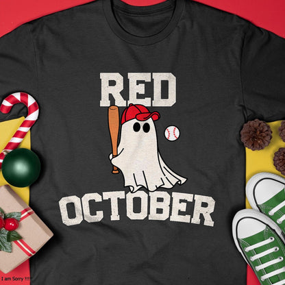 Hallowen Shirts for Family, Funny hallowen shirts, Hallowen Unisex T-Shirt/Hoodie/Sweatshirt HLT00 - Red October Halloween Ghost Playing Baseball Funny Baseball T-Shirt