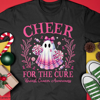 Hallowen Shirts for Family, Funny hallowen shirts, Hallowen Unisex T-Shirt/Hoodie/Sweatshirt HLT00 - Cheer for the Cure Breast Cancer Awareness Halloween Ghost T-Shirt