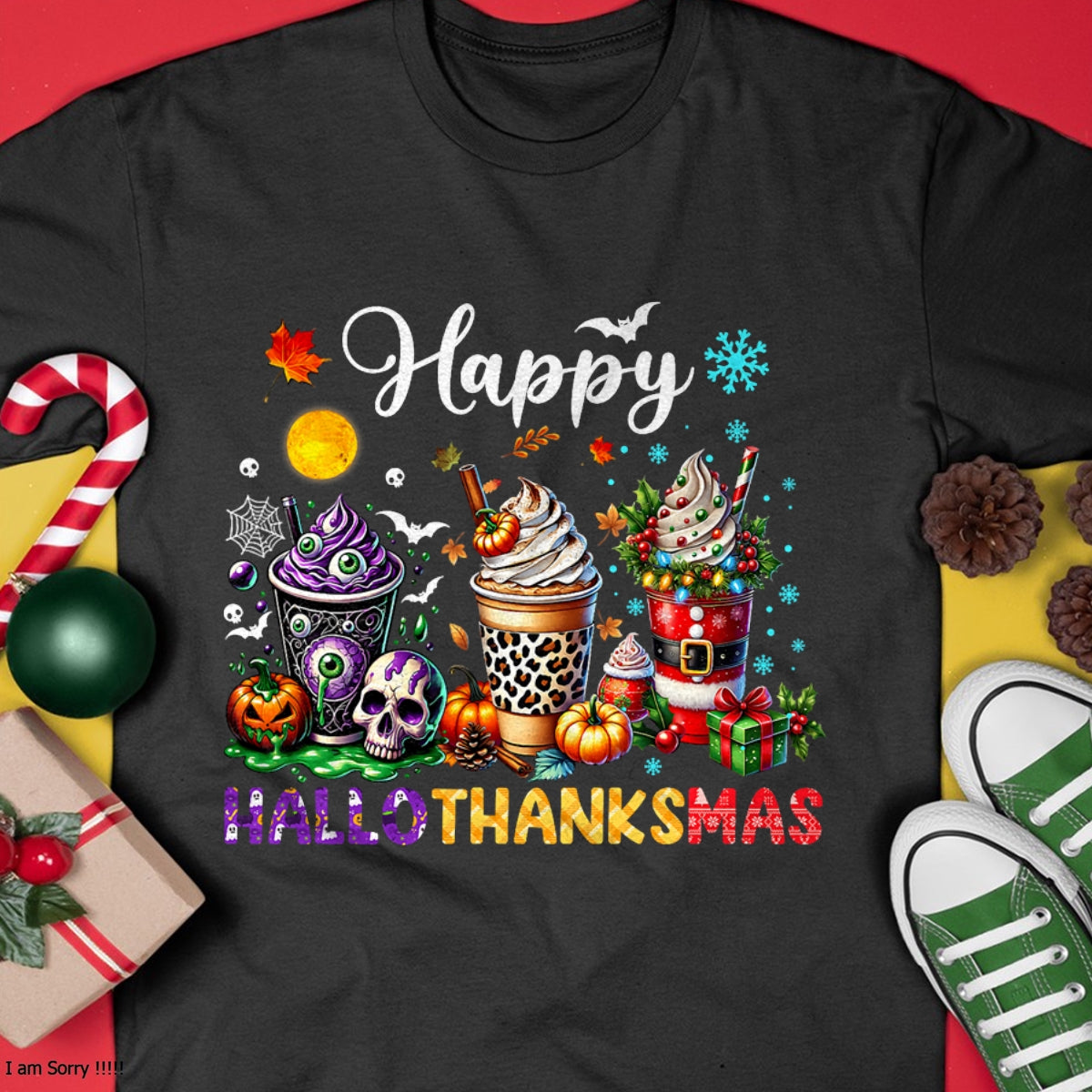 Hallowen Shirts for Family, Funny hallowen shirts, Hallowen Unisex T-Shirt/Hoodie/Sweatshirt HLT00 - Happy Hallothanksmas Halloween Coffee Latte Thanksgiving T-Shirt