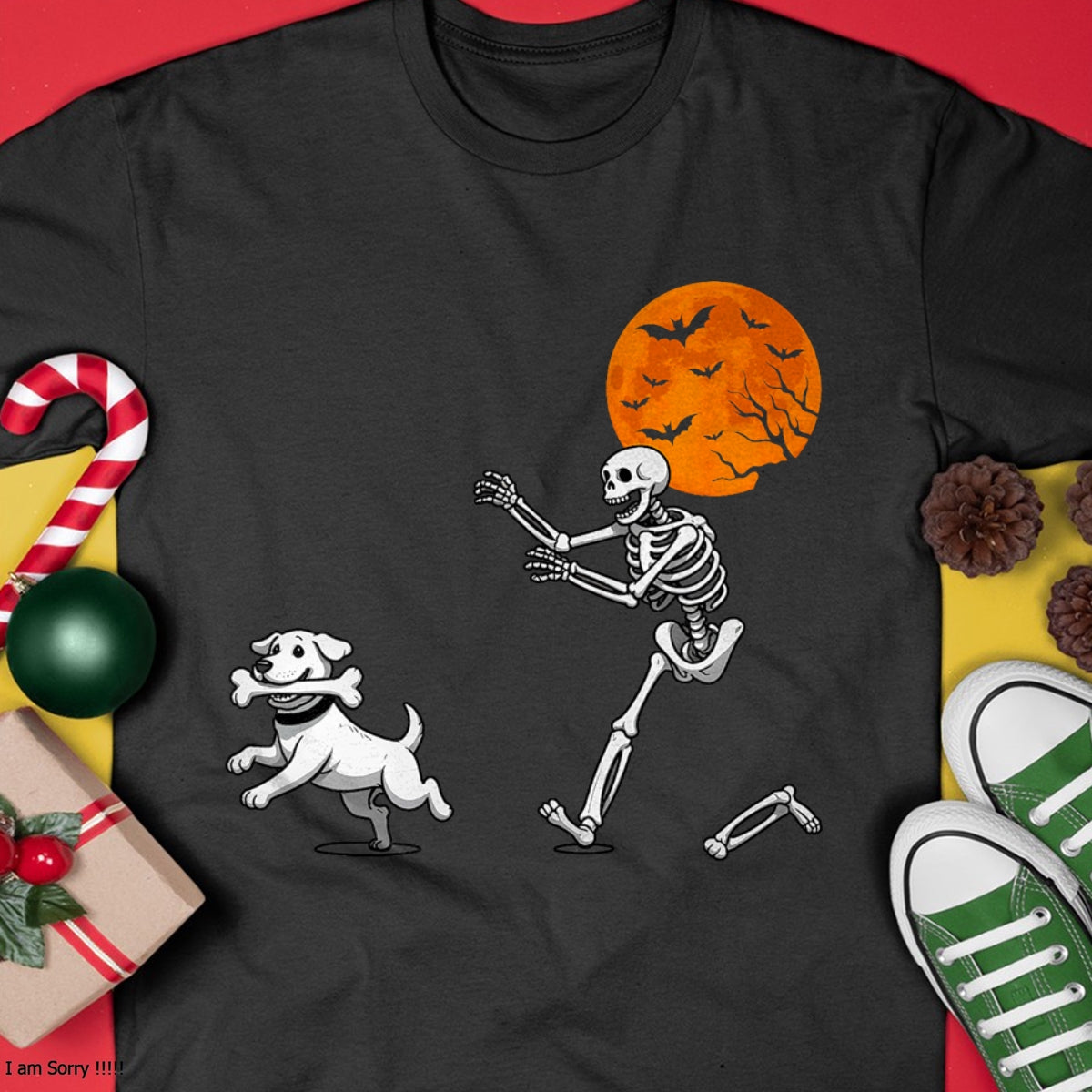 Hallowen Shirts for Family, Funny hallowen shirts, Hallowen Unisex T-Shirt/Hoodie/Sweatshirt HLT00 - Funny Spooky Humor Halloween Skeleton Chasing Dog T-Shirt
