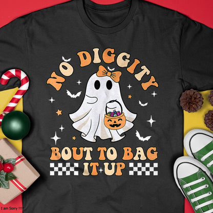 Hallowen Shirts for Family, Funny hallowen shirts, Hallowen Unisex T-Shirt/Hoodie/Sweatshirt HLT00 - Halloween Ghost Funny No Diggity Bout To Bag It Up Spooky T-Shirt