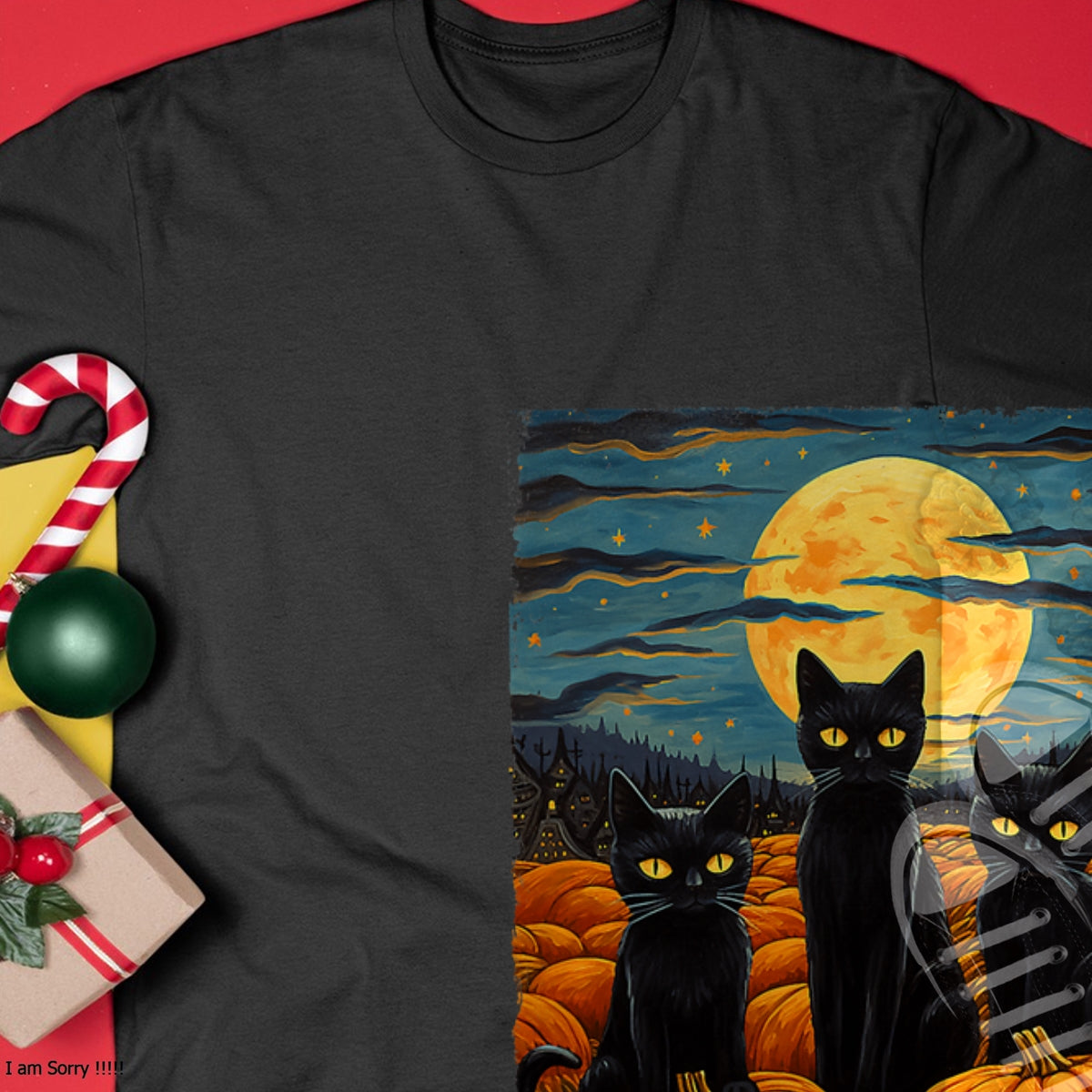 Hallowen Shirts for Family, Funny hallowen shirts, Hallowen Unisex T-Shirt/Hoodie/Sweatshirt HLT00 - Black Cat Halloween Cat Lovers Starry Night Cat Van Gogh Cat T-Shirt
