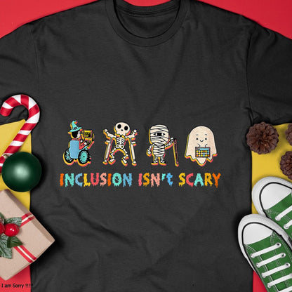 Hallowen Shirts for Family, Funny hallowen shirts, Hallowen Unisex T-Shirt/Hoodie/Sweatshirt HLT00 - Inclusion Isn't Scary Slp Halloween Sped Teacher T-Shirt
