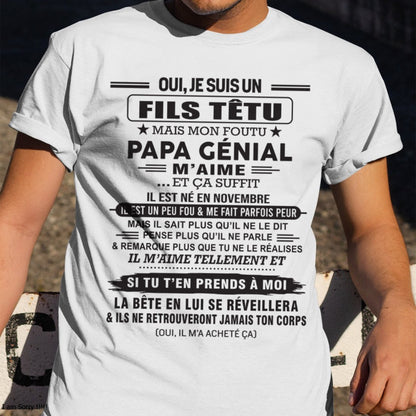 NOVEMBRE - Oui, je suis un garçon têtu – T-shirt | Cadeau d’anniversaire de papa pour son fils - TLEE11 / fr11 (SKU12-260-11)