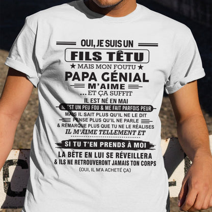 MAI - Oui, je suis un garçon têtu – T-shirt | Cadeau d’anniversaire de papa pour son fils - TLEE05 / fr05 (SKU12-260-05)