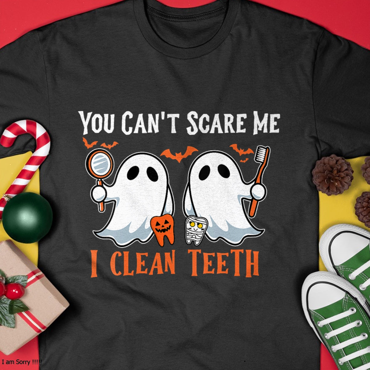 Hallowen Shirts for Family, Funny hallowen shirts, Hallowen Unisex T-Shirt/Hoodie/Sweatshirt HLT00 - Womens You Can't Scare Me I Clean Teeth Dental Hygienist Halloween V-Neck T-Shirt