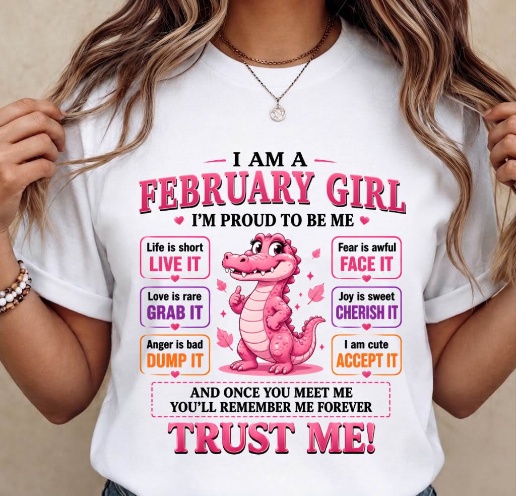 FEBRUARY GIRL CUTE ALLIGATOR TEE - FOR WOMEN - TLEE02 (SKU2607-236-02)