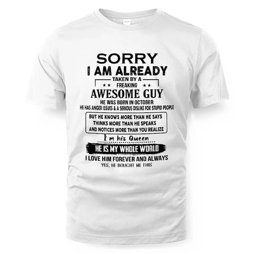October - Awesome Boyfriend Born In October- Special gift for your Girlfriend - From Husband TLEE10 (SKUT08-11-10)