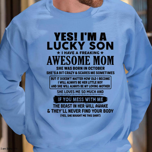October - I am Lucky Son - Gift For Son From Mom - TLEE10 - (SKU-T1206LMS-10)