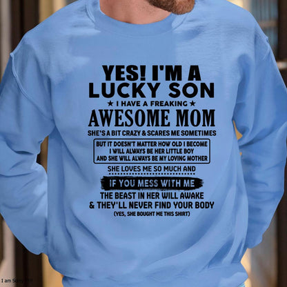 I am Lucky Son - Gift For Son From Mom - TLEE00 - (SKU-T1206LMS-00)