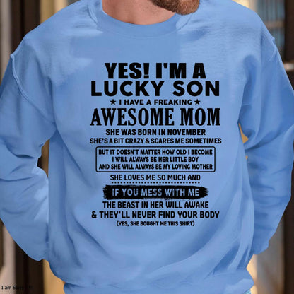 November - I am Lucky Son - Gift For Son From Mom - TLEE11 - (SKU-T1206LMS-11)