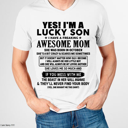October - I am Lucky Son - Gift For Son From Mom - TLEE10 - (SKU-T1206LMS-10)