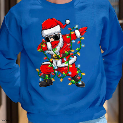 Christmas Shirts for Family, Funny christmas shirts, Christmas Unisex T-Shirt/Hoodie/Sweatshirt HLT00 - Dabbing Santa Xmas Lights Girls Boys Kids Christmas Gifts T-Shirt