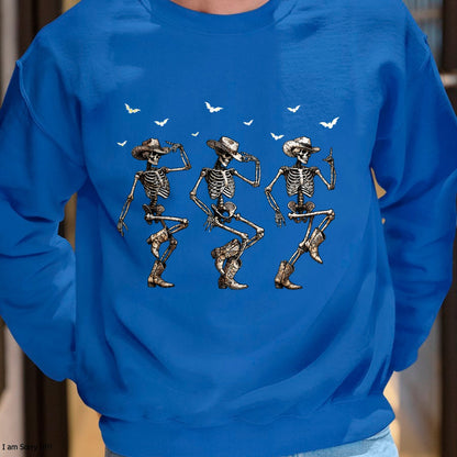 Hallowen Shirts for Family, Funny hallowen shirts, Hallowen Unisex T-Shirt/Hoodie/Sweatshirt HLT00 - Western Halloween Cowboy Skeletons Dance couple matching tee T-Shirt