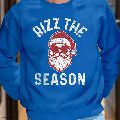 Christmas Shirts for Family, Funny christmas shirts, Christmas Unisex T-Shirt/Hoodie/Sweatshirt HLT00 - Rizz The Season Funny Christmas Rizzmas Santa Claus Rizzler T-Shirt