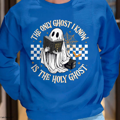 Hallowen Shirts for Family, Funny hallowen shirts, Hallowen Unisex T-Shirt/Hoodie/Sweatshirt HLT00 - The Only Ghost I Know Is The Holy Ghost Boo Bible Halloween Long Sleeve T-Shirt