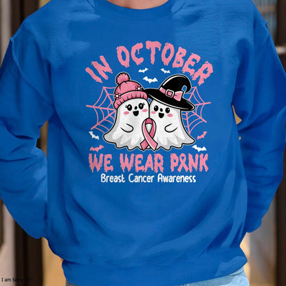 Hallowen Shirts for Family, Funny hallowen shirts, Hallowen Unisex T-Shirt/Hoodie/Sweatshirt HLT00 - Breast Cancer Women Shirts Halloween In October We Wear Pink T-Shirt