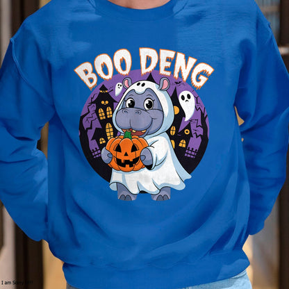Hallowen Shirts for Family, Funny hallowen shirts, Hallowen Unisex T-Shirt/Hoodie/Sweatshirt HLT00 - Moo Deng Baby Hippo Boo Deng Long for Halloween Moo Deng T-Shirt
