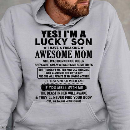 October - I am Lucky Son - Gift For Son From Mom - TLEE10 - (SKU-T1206LMS-10)