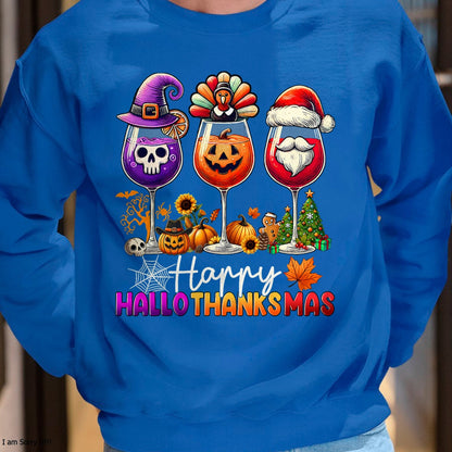 Hallowen Shirts for Family, Funny hallowen shirts, Hallowen Unisex T-Shirt/Hoodie/Sweatshirt HLT00 - Happy Hallothanksmas Halloween Thanksgiving Christmas T-Shirt