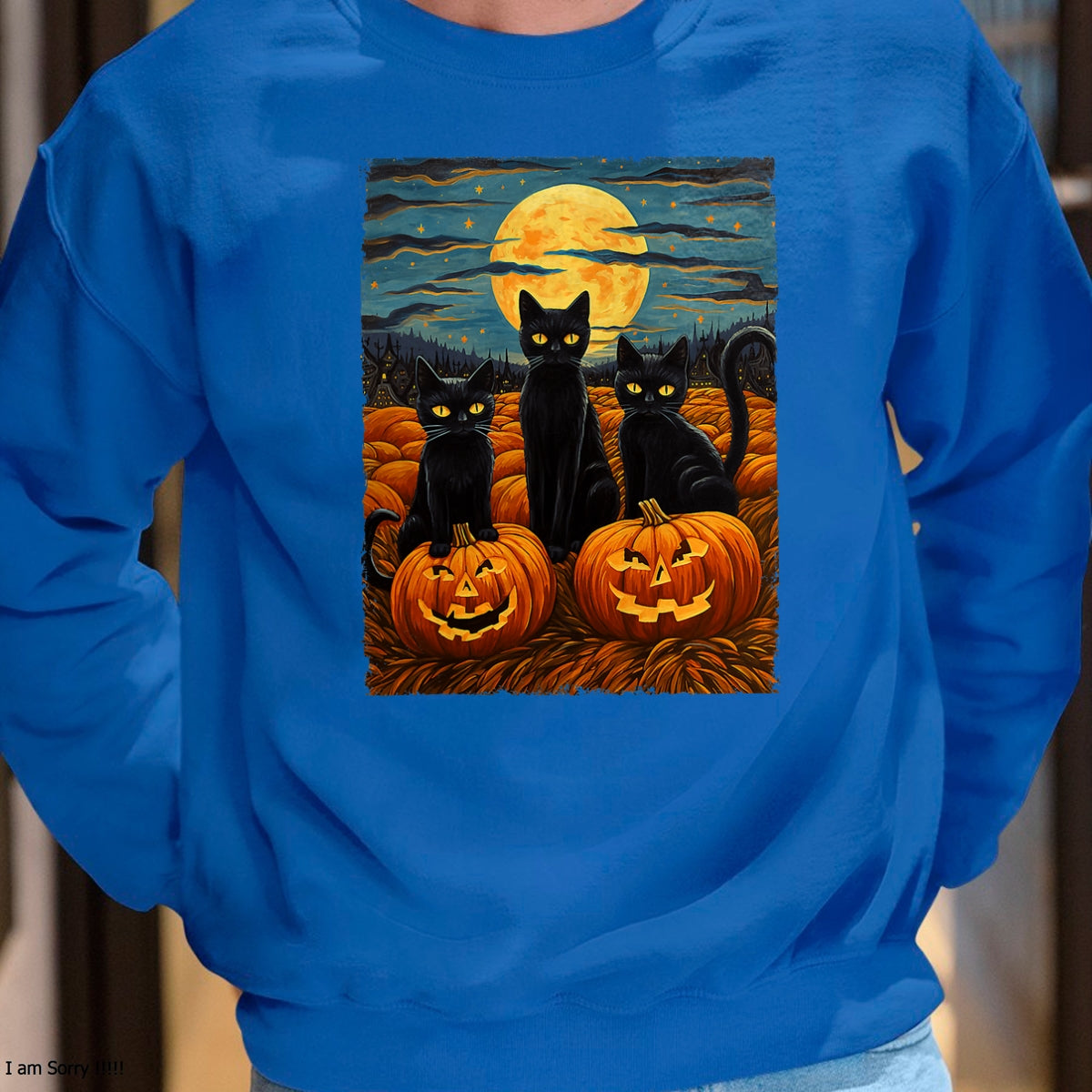 Hallowen Shirts for Family, Funny hallowen shirts, Hallowen Unisex T-Shirt/Hoodie/Sweatshirt HLT00 - Black Cat Halloween Cat Lovers Starry Night Cat Van Gogh Cat T-Shirt