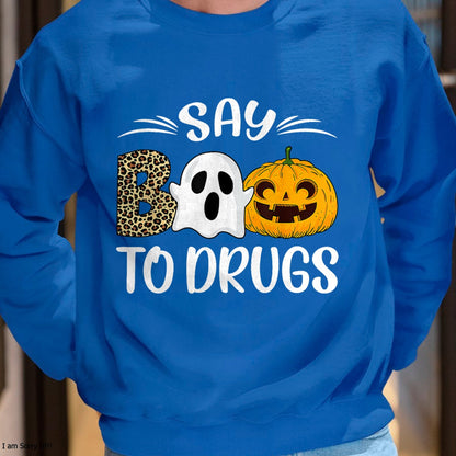 Hallowen Shirts for Family, Funny hallowen shirts, Hallowen Unisex T-Shirt/Hoodie/Sweatshirt HLT00 - Say Boo To Drugs Red Ribbon Week Awareness Funny Halloween T-Shirt