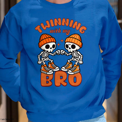 Hallowen Shirts for Family, Funny hallowen shirts, Hallowen Unisex T-Shirt/Hoodie/Sweatshirt HLT00 - Twin Boys Twinning Halloween Best Friend Matching Skeleton T-Shirt