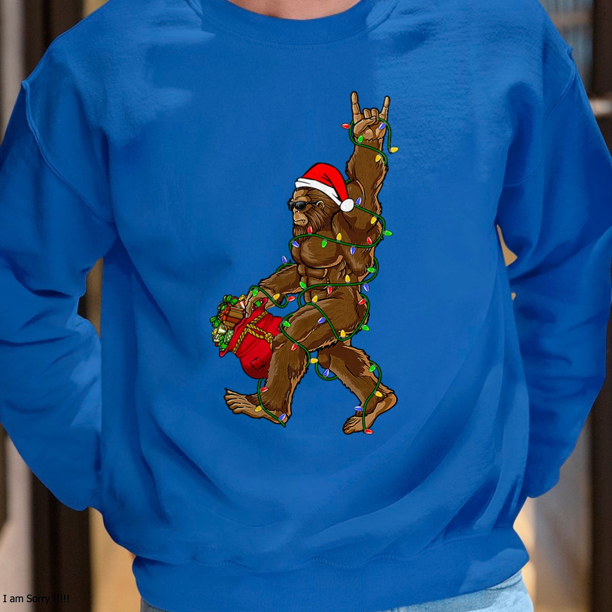 Christmas Shirts for Family, Funny christmas shirts, Christmas Unisex T-Shirt/Hoodie/Sweatshirt HLT00 - Santa Bigfoot Christmas Lights Rock Funny Sasquatch Believe T-Shirt