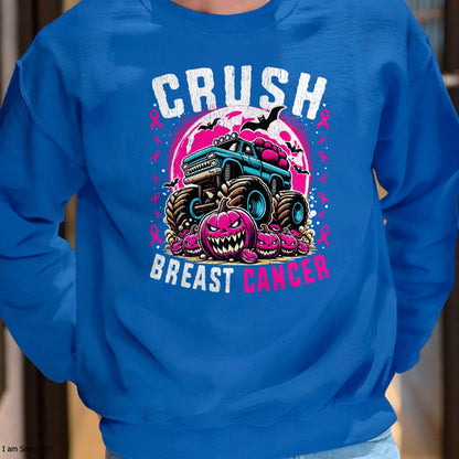 Hallowen Shirts for Family, Funny hallowen shirts, Hallowen Unisex T-Shirt/Hoodie/Sweatshirt HLT00 - Breast Cancer Awareness Monster Truck Halloween Kids Toddler T-Shirt