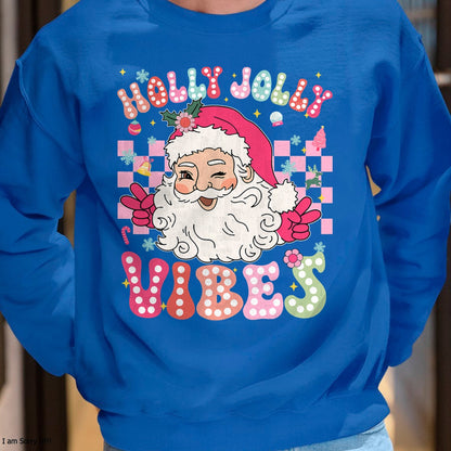 Christmas Shirts for Family, Funny christmas shirts, Christmas Unisex T-Shirt/Hoodie/Sweatshirt HLT00 - Groovy Cute Santa Claus Christmas Vibes Xmas Girls Womens T-Shirt