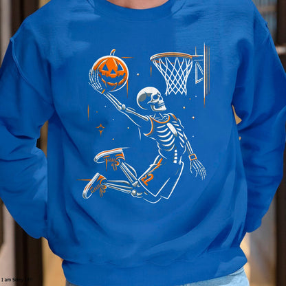 Hallowen Shirts for Family, Funny hallowen shirts, Hallowen Unisex T-Shirt/Hoodie/Sweatshirt HLT00 - Skeleton Basketball Player Men Boys Scary For Halloween T-Shirt