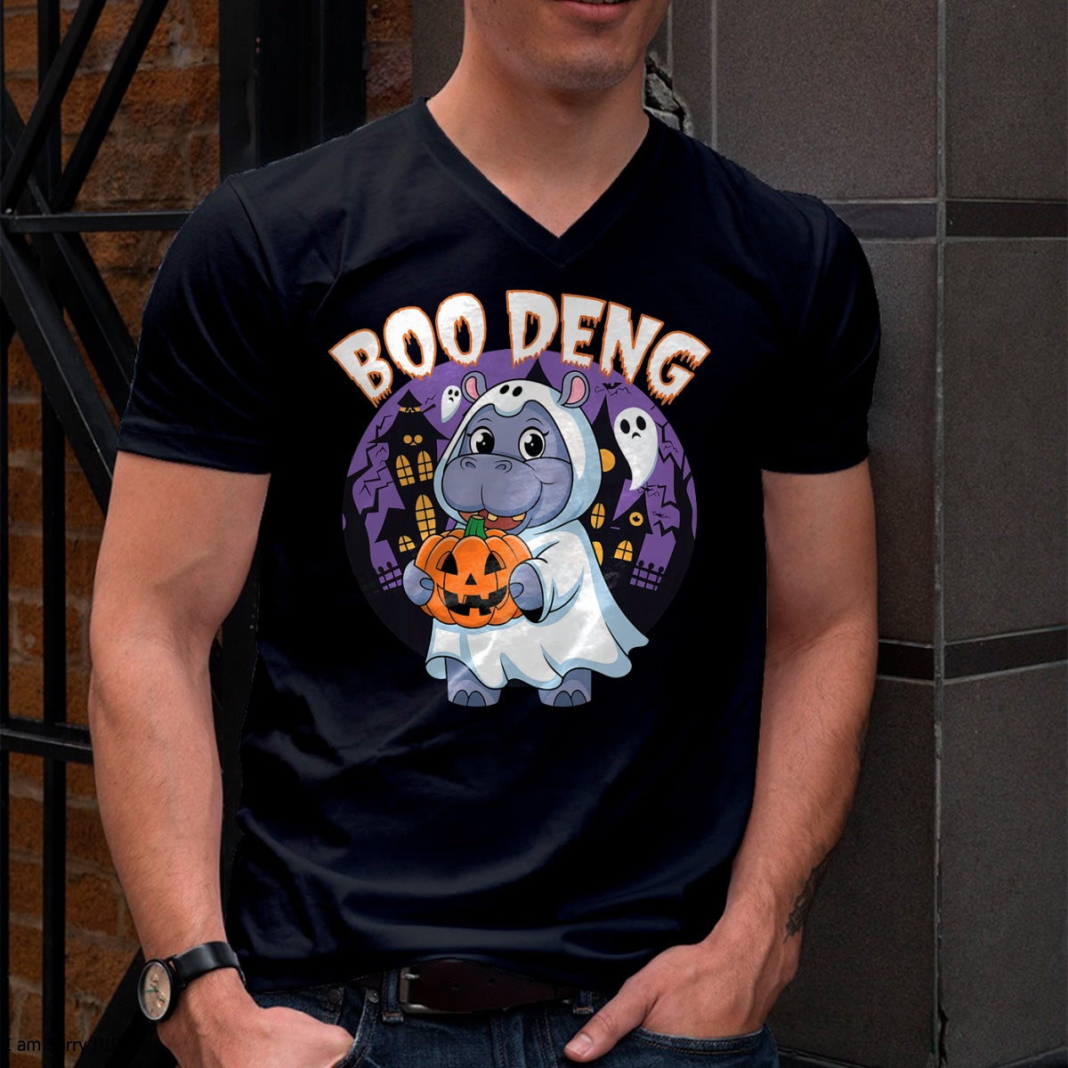 Hallowen Shirts for Family, Funny hallowen shirts, Hallowen Unisex T-Shirt/Hoodie/Sweatshirt HLT00 - Moo Deng Baby Hippo Boo Deng Long for Halloween Moo Deng T-Shirt